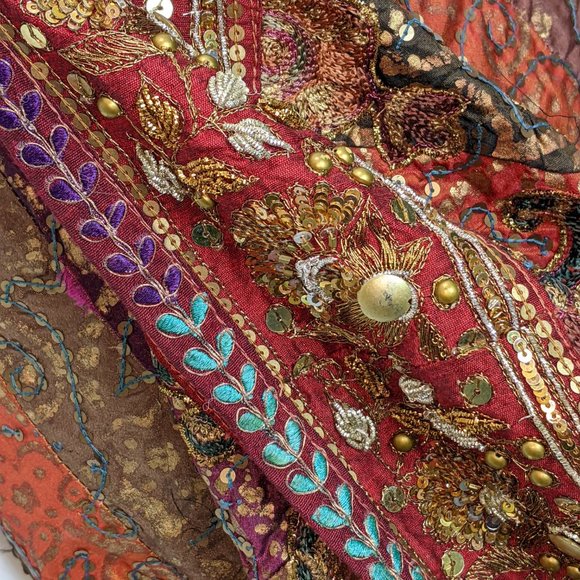 Ethnic Bohemian Festival Maxi
Skirt India Zari Embroidery
Cotton Sequin Quilted - Picture 6 of 14